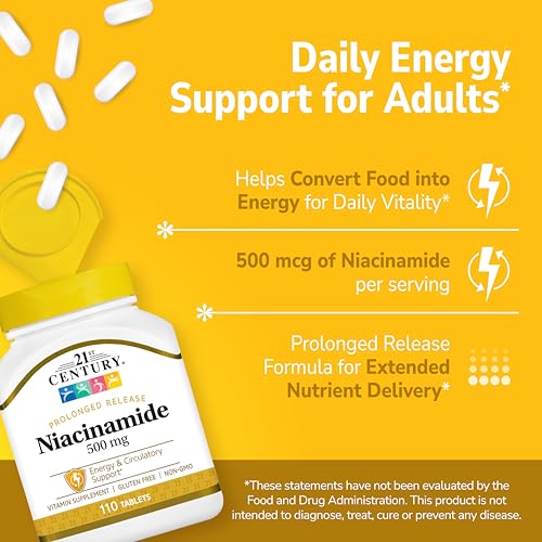 21st Century Niacinamide 500 mg Prolonged Release Tablets, 110 Count - FENGGESTORE20