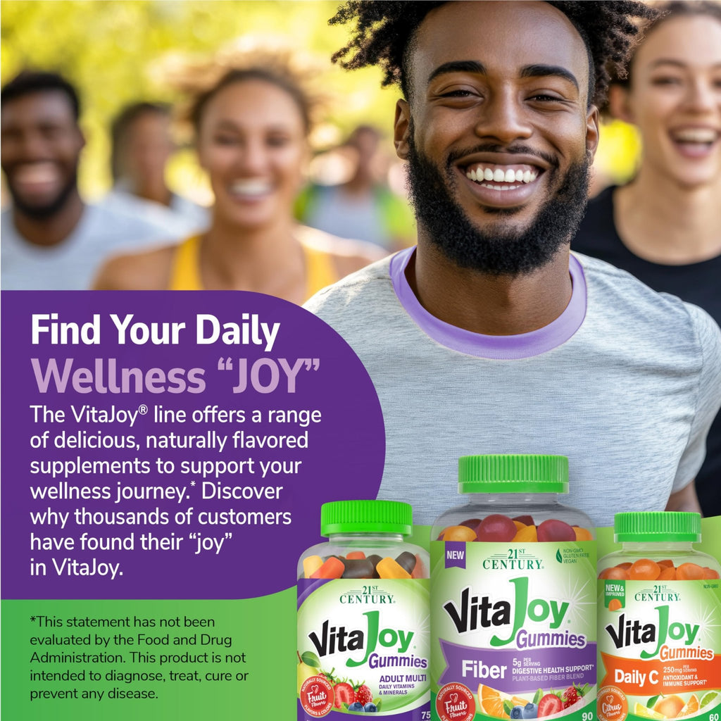 21st Century VitaJoy Fiber Gummies (Fruit Flavored, 90 Count), 5 g Fiber Per Serving for Digestive Support, Pectin-Based Prebiotic Gummies, Non-GMO, Vegan, Gluten Free, - FENGGESTORE20