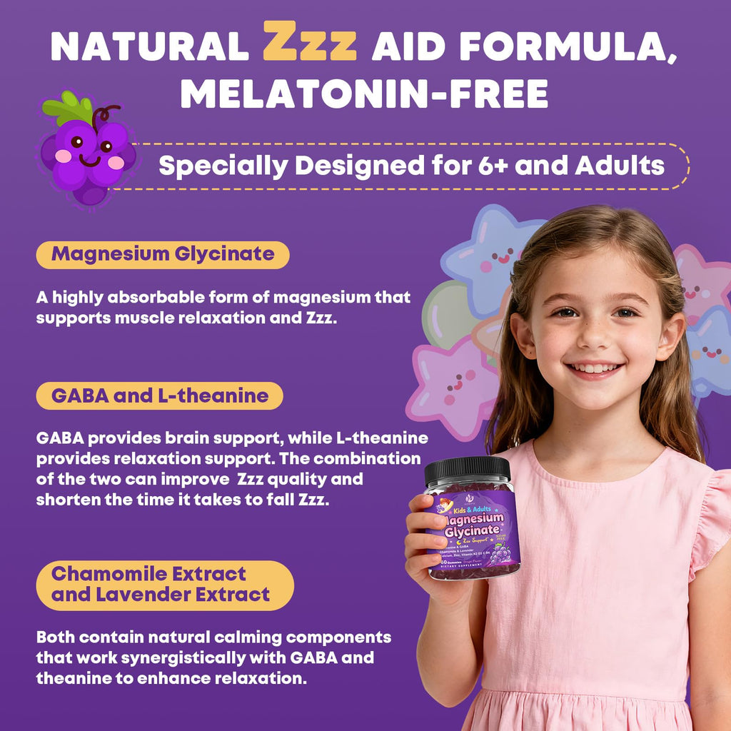 (2Pack) Sugar Free Magnesium Glycinate Gummies for Kids & Adults - Zzz Support, Relaxation & Cognition Support, 200/400mg Magnesium Gummies with L-Theanine, - FENGGESTORE20