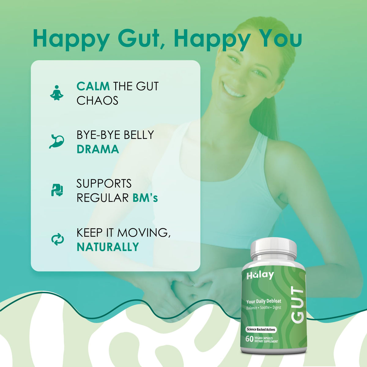 3-in-1 Gut Health Supplement - Debloat Pills - Gas and Bloating - Lactase, Protease, Amylase and Lipase Digestive Enzymes - Peppermint, Turmeric and Psyllium Husk Capsules - FENGGESTORE20