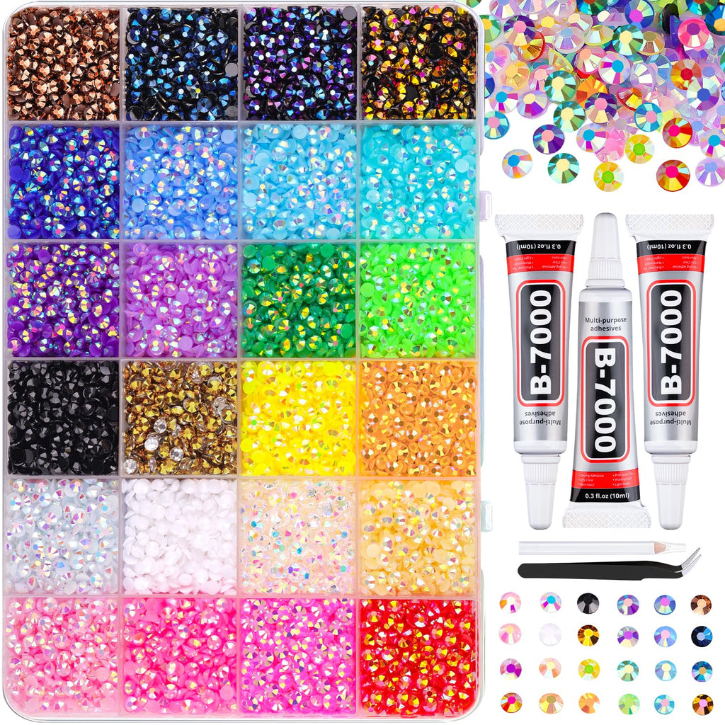 34000Pcs Resin Jelly Rhinestones for Bedazzling, Multicolor 3mm Flatback Gems - FENGGESTORE20