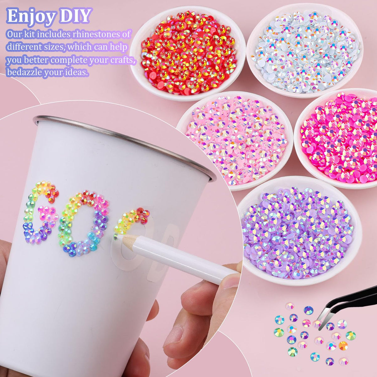 34000Pcs Resin Jelly Rhinestones for Bedazzling, Multicolor 3mm Flatback Gems - FENGGESTORE20