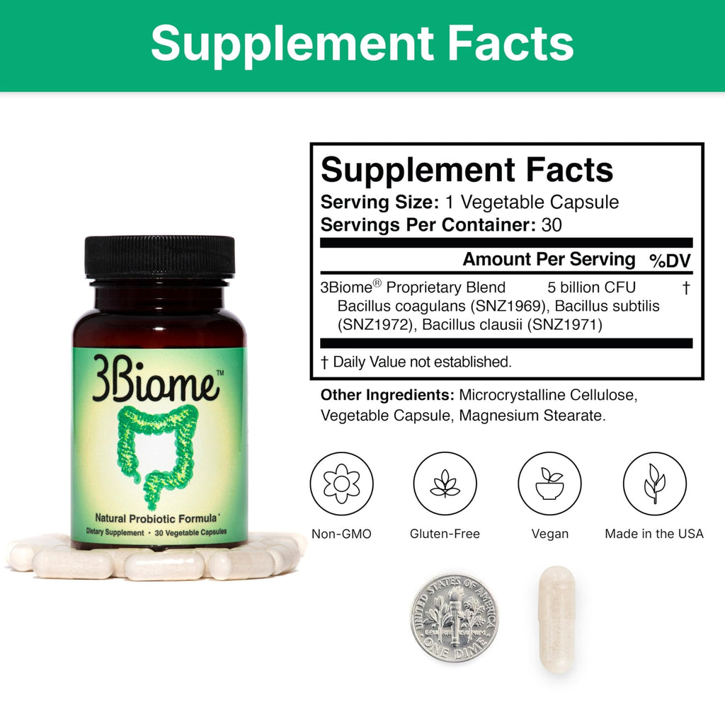 3Biome - Natural Probiotic Supplement - Non-GMO, Vegan, Gluten-Free - FENGGESTORE20