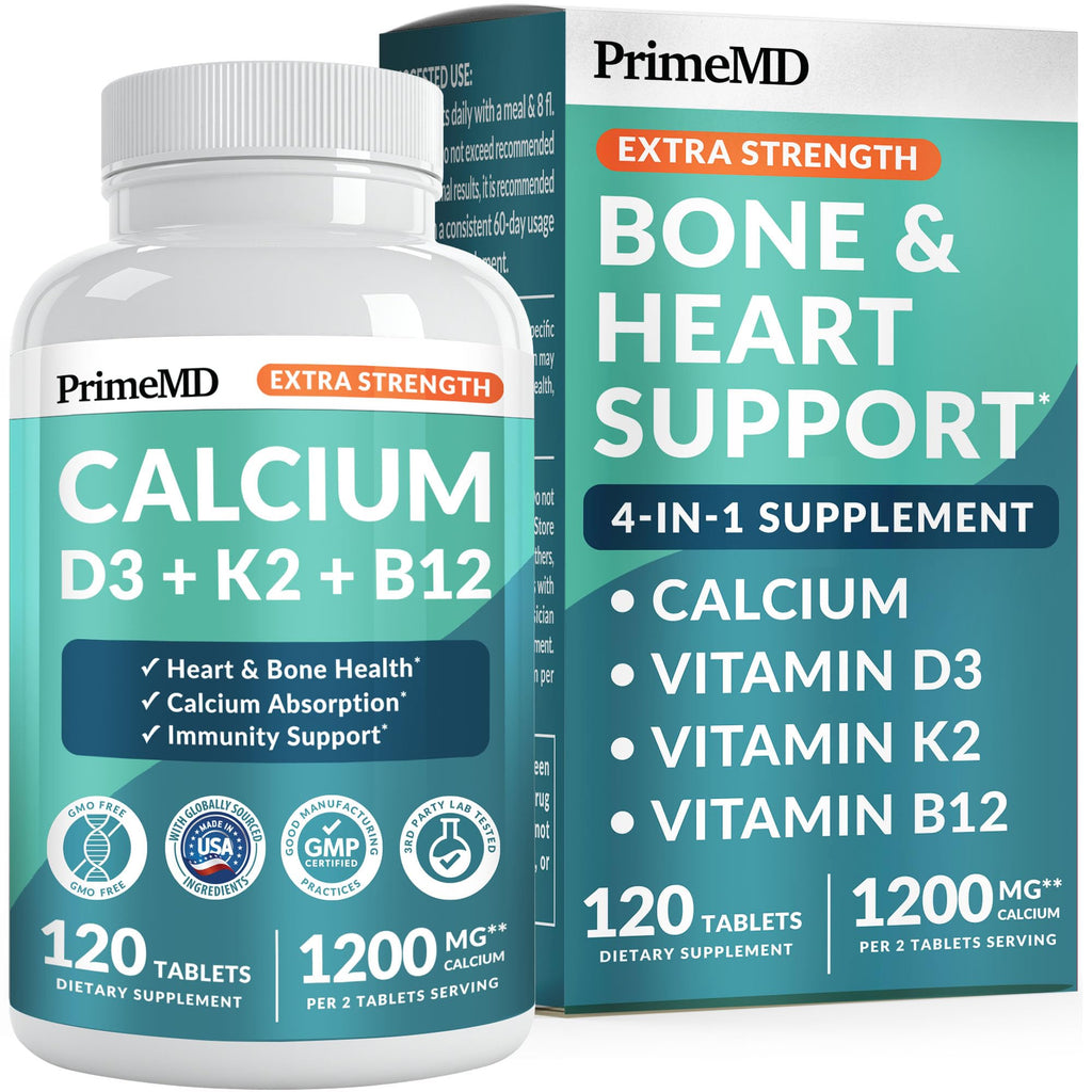 4-in-1 Calcium 1200 mg with Vitamin D3 K2 - Extra Strength Calcium Supplements for Women & Men with D3 K2 Vitamin 5000 IU - Everyday Vitality Supplement - FENGGESTORE20