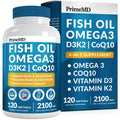 4-in-1 Fish Oil Omega 3 Fatty Supplements (2100mg) - Omega 3 Fish Oil with Vitamins D3 K2 and CoQ10 - Lemon Flavored (120 softgels) - FENGGESTORE20