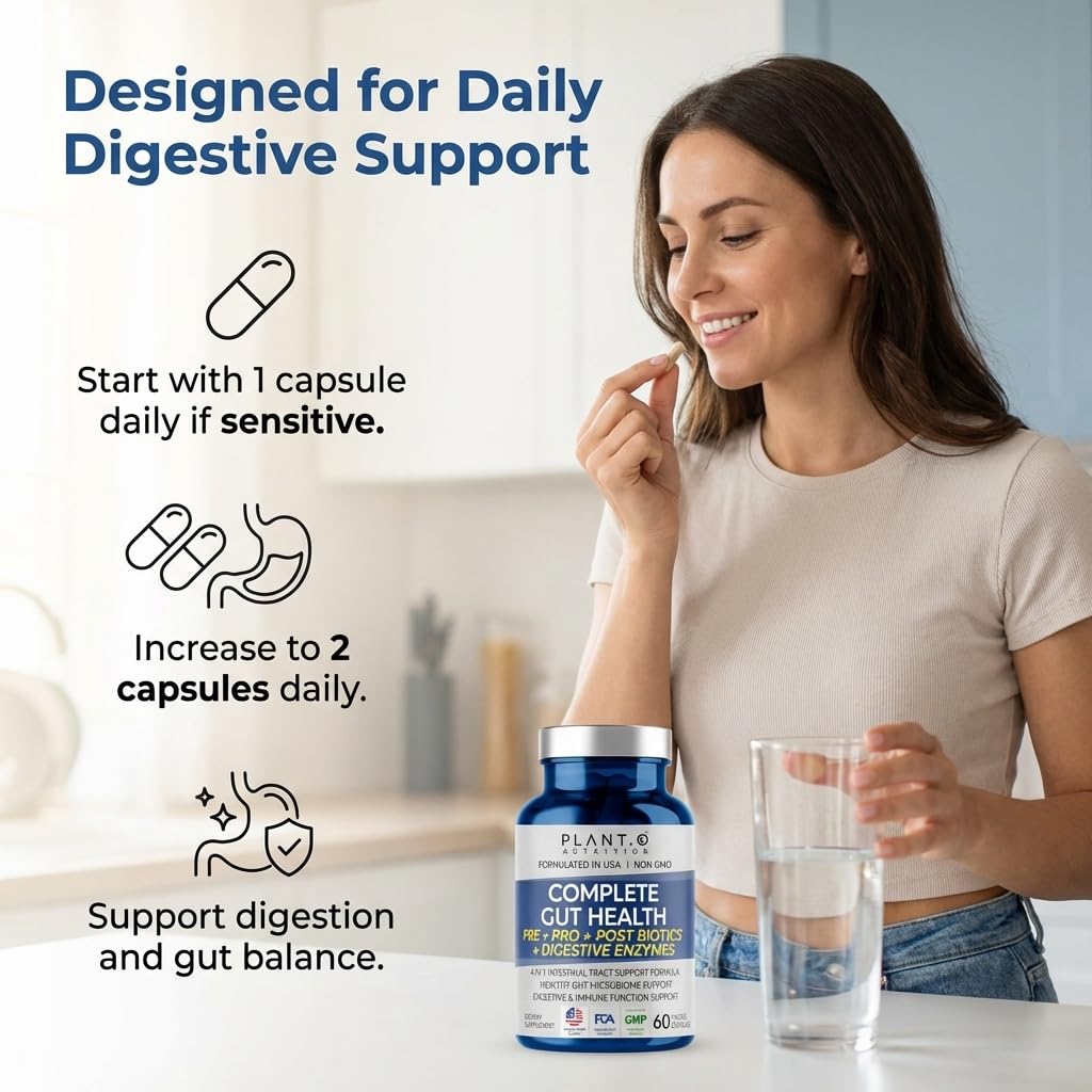 4-in-1 Gut Health Support – Prebiotics + Probiotics + Postbiotics + Digestive Enzymes – DE111 Spore Probiotic for Digestive Support & Bloating - FENGGESTORE20