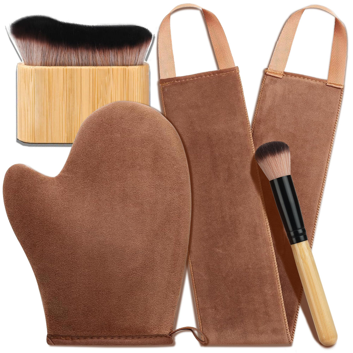 4 in 1 Luxury Velvet Tanning Mitt Self Tanning Mitt Applicator Self Tanner Brush Self Tanner Back Applicator - FENGGESTORE20