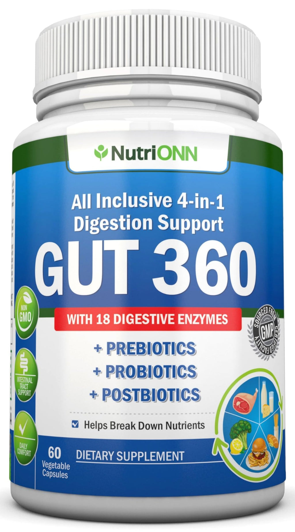 4-in-1 Probiotics, Prebiotics & Postbiotics with 18 Digestive Enzymes for Women & Men - Complete Gut & Digestive Support Supplement - FENGGESTORE20