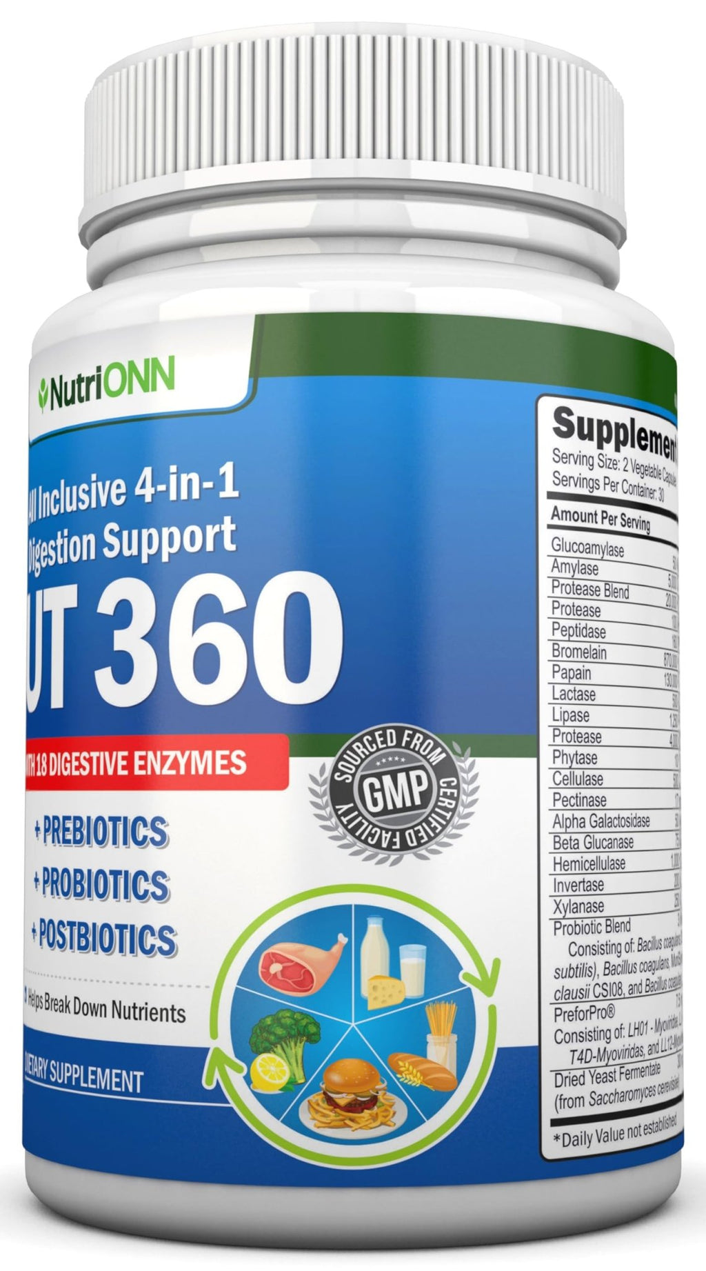 4-in-1 Probiotics, Prebiotics & Postbiotics with 18 Digestive Enzymes for Women & Men - Complete Gut & Digestive Support Supplement - FENGGESTORE20
