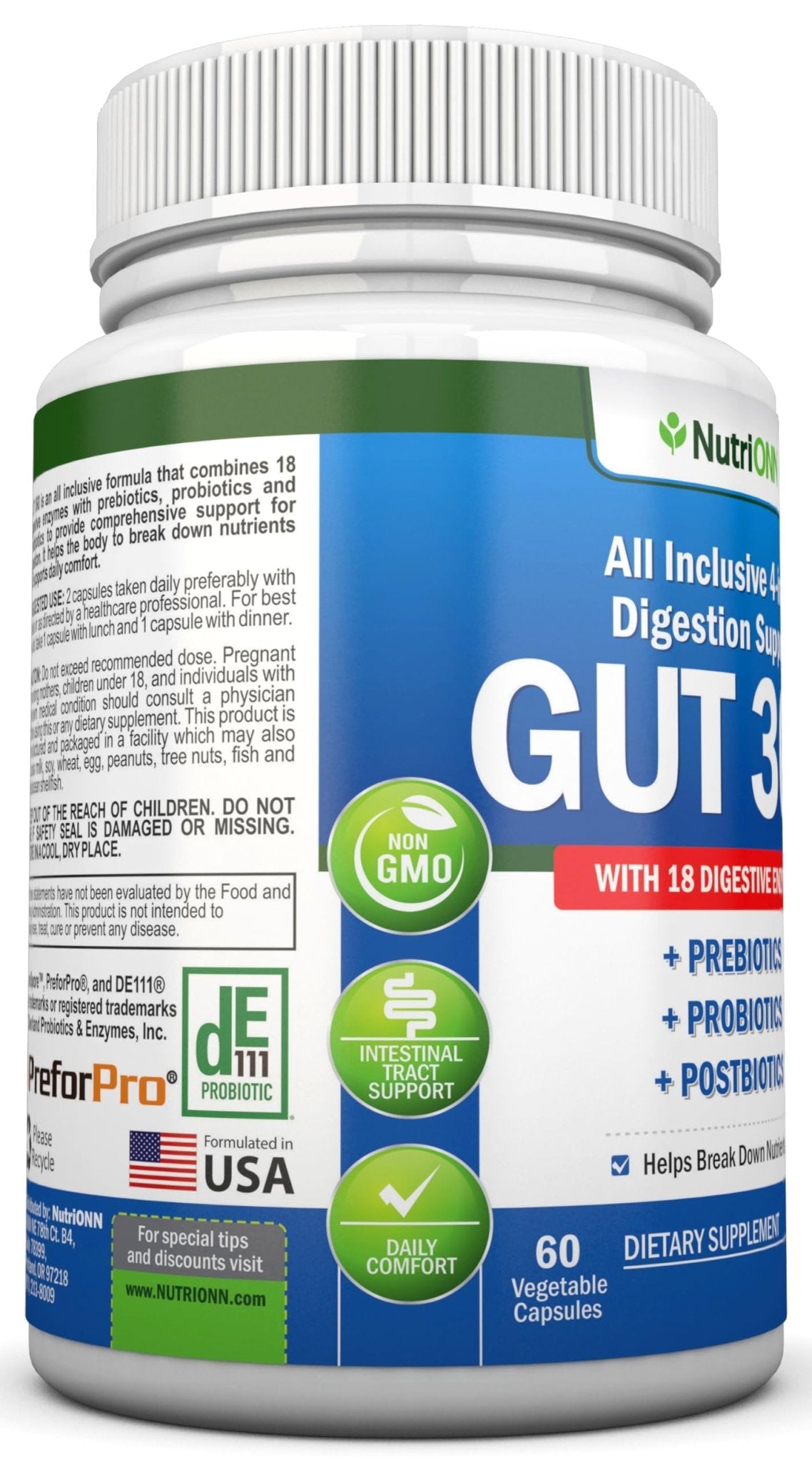 4-in-1 Probiotics, Prebiotics & Postbiotics with 18 Digestive Enzymes for Women & Men - Complete Gut & Digestive Support Supplement - FENGGESTORE20