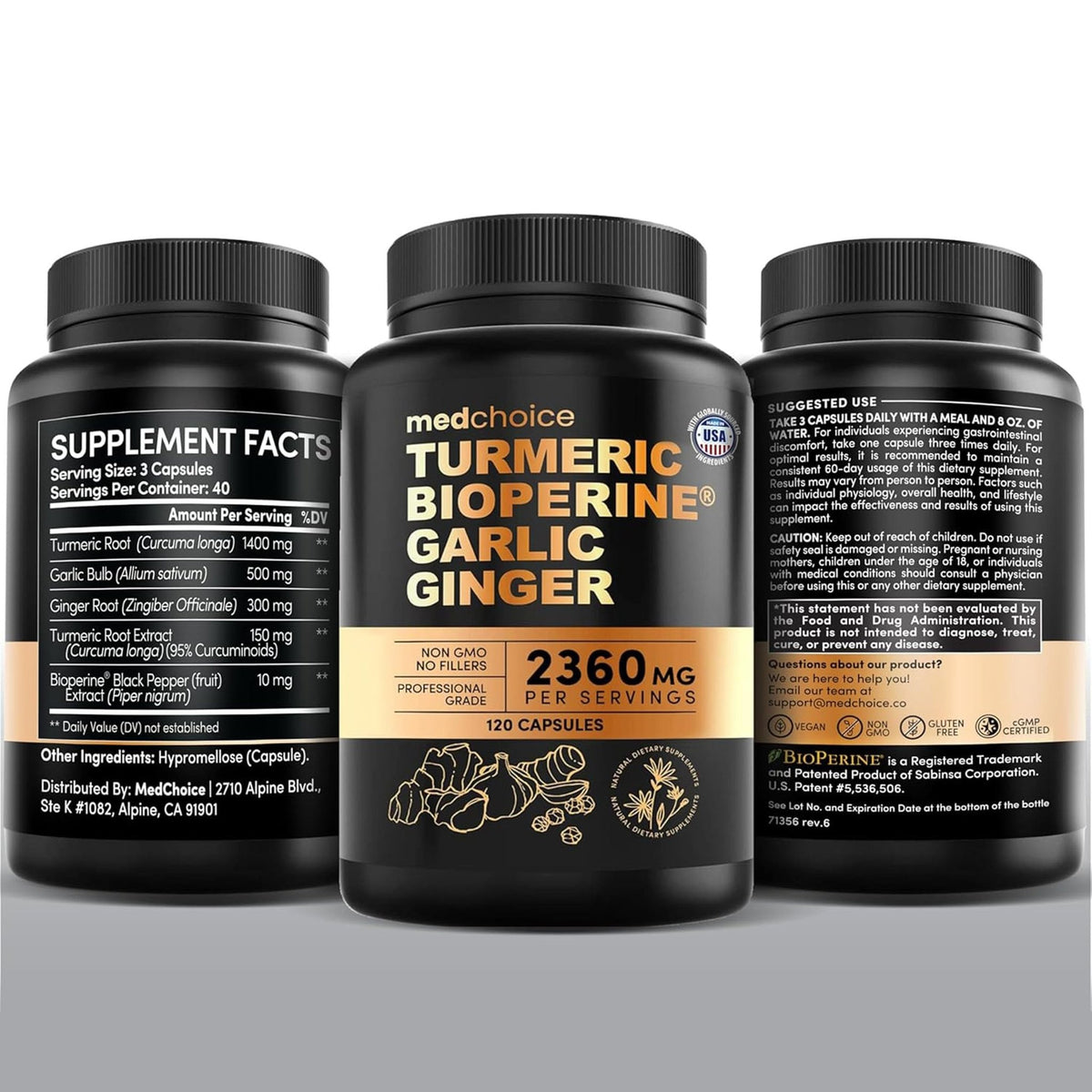 4-in-1 Turmeric Joint Support Supplements with Garlic and BioPerine - 2360 mg High Potency Herbal Blend for Mobility, Everyday Flexibility, Digestive Comfort - FENGGESTORE20