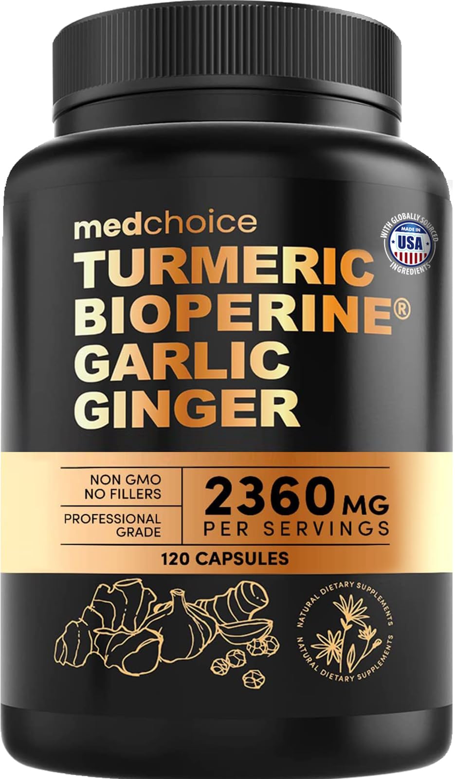 4-in-1 Turmeric Joint Support Supplements with Garlic and BioPerine - 2360 mg High Potency Herbal Blend for Mobility, Everyday Flexibility, Digestive Comfort - FENGGESTORE20