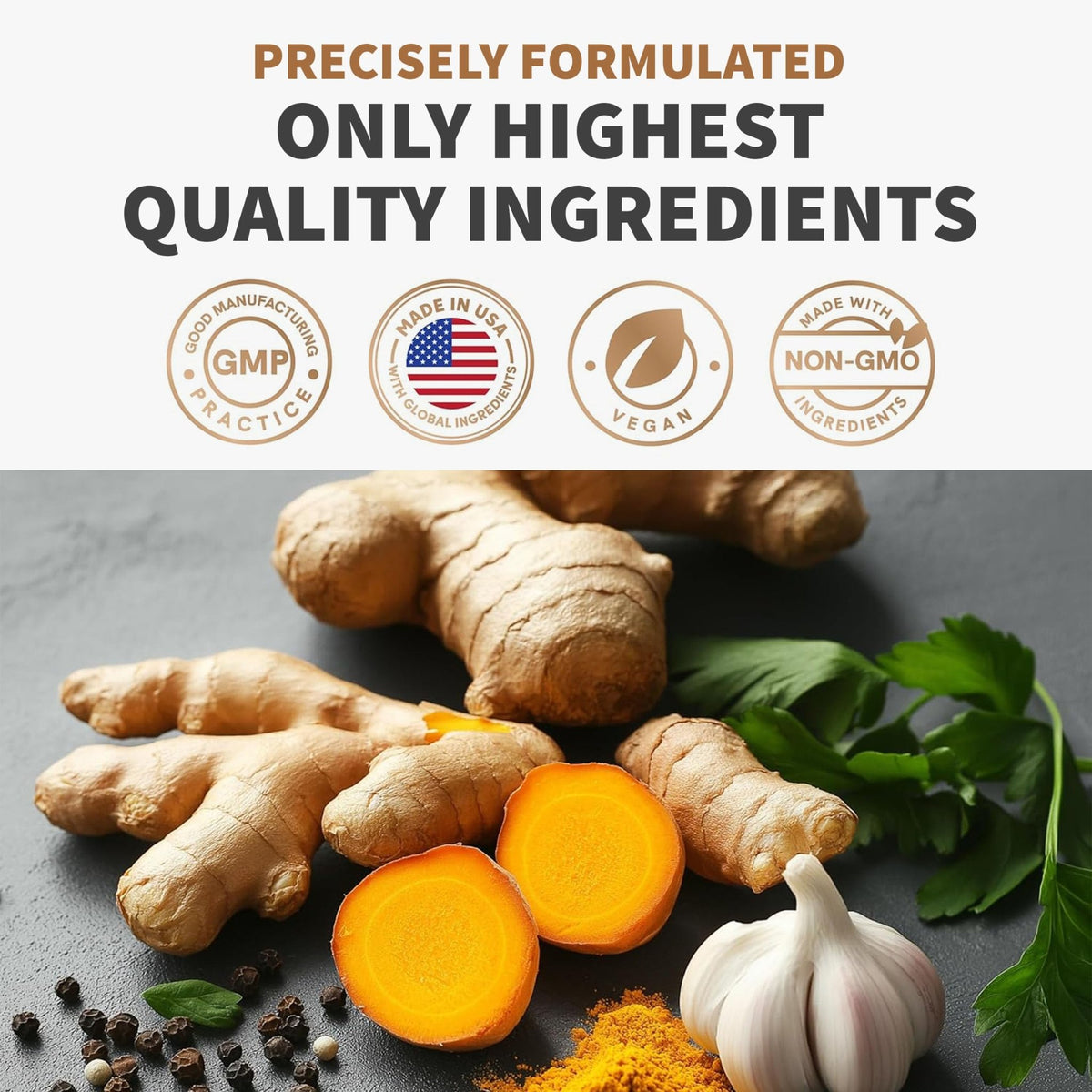4-in-1 Turmeric Joint Support Supplements with Garlic and BioPerine - 2360 mg High Potency Herbal Blend for Mobility, Everyday Flexibility, Digestive Comfort - FENGGESTORE20