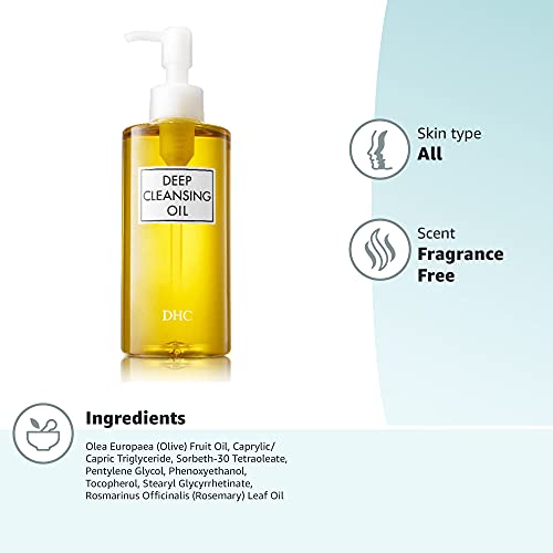 DHC Deep Cleansing Oil, Facial Cleansing Oil, Makeup Remover, Cleanses without Clogging Pores, Residue-Free