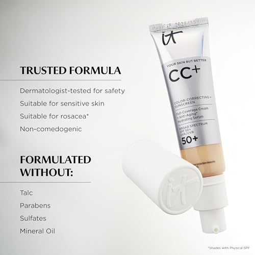 IT Cosmetics CC+ Cream (Medium) - Natural Full Coverage Foundation With SPF 50+, Color Corrector & Anti-Aging Hydrating Serum, Hyaluronic Acid + Peptides, Lightweight - 1.08 fl oz IT CosmeticsBuy Supplements Australia