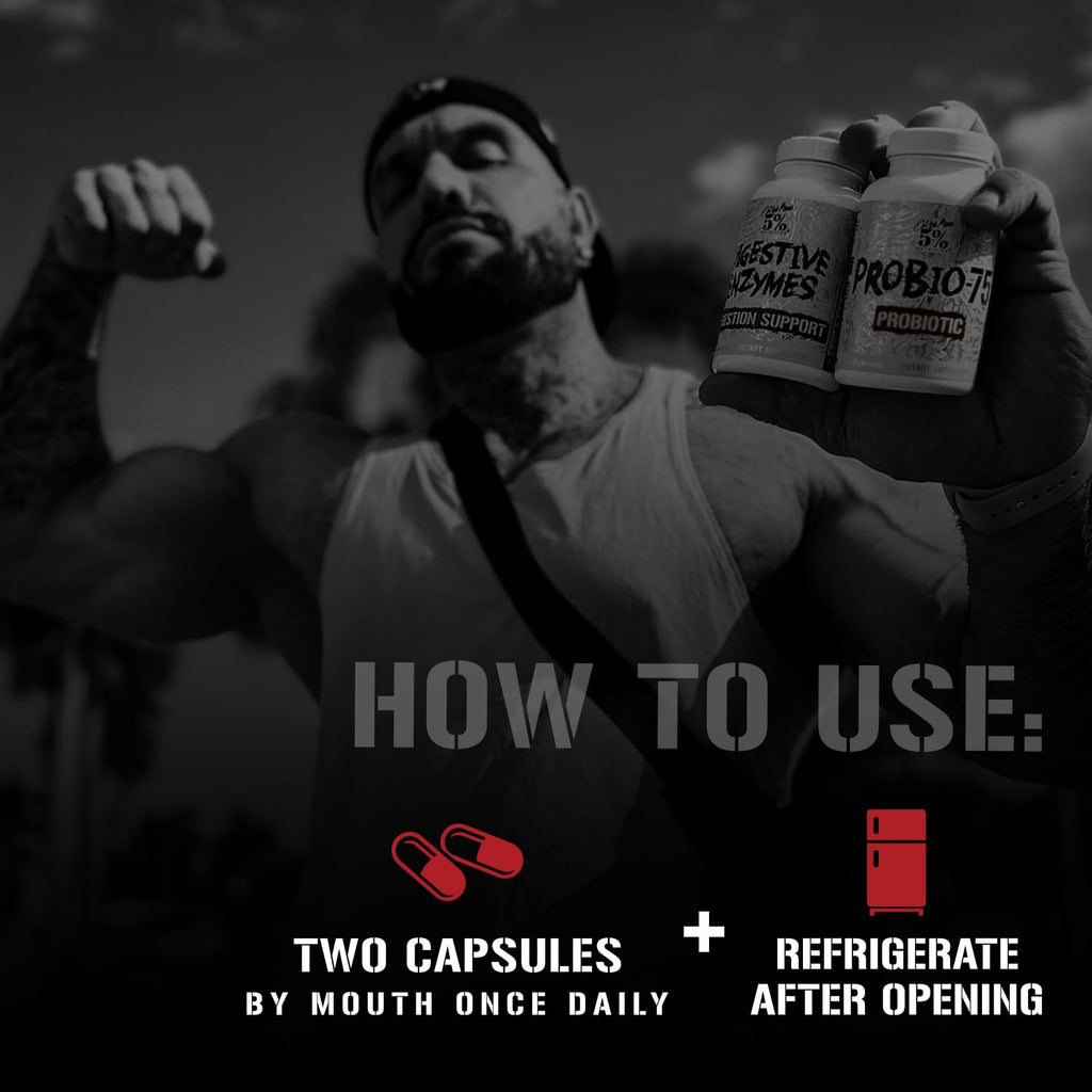 5% Nutrition Rich Piana Probio-75 Billion CFUs | Vegan, 14 Unique Strains - FENGGESTORE20