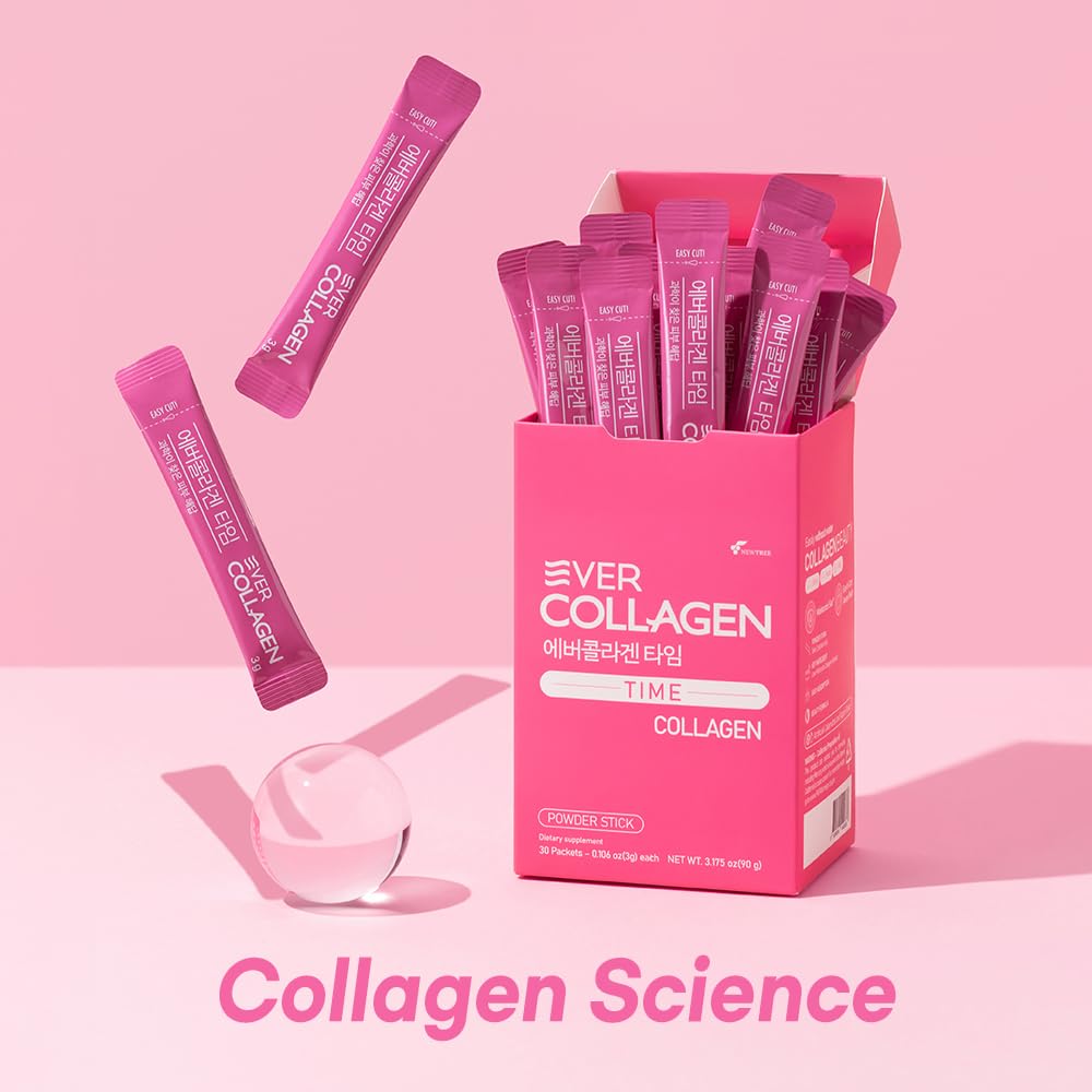 EVER COLLAGEN TIME NEWTREE Low Molecular Multi Marine Collagen Peptides Protein Powder Stick for Skin Hair Nail Health & Beauty Type I III Collagen Supplement for Women Men, 30 Packets (Apple Flavor) EVER COLLAGEN TIME buy supplements Au