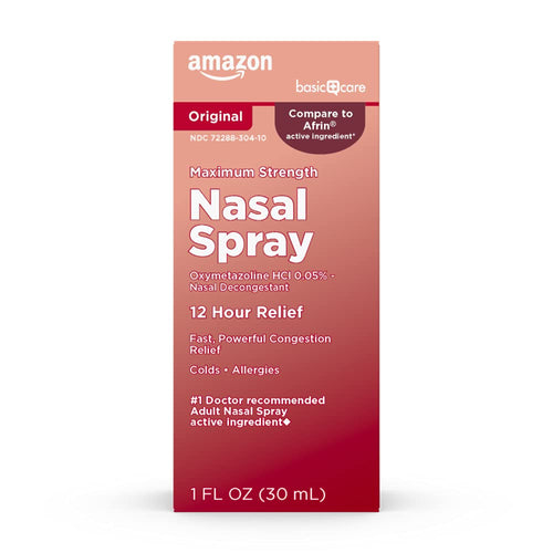 Amazon Basic Care Maximum Strength 12 Hour Nasal Spray, Oxymetazoline HCl Solution, Sinus Pressure Relief, Cold and Allergy Medicine, Decongestant, 1 fl oz (Pack of 1) Amazon Basic Care buy supplements Au