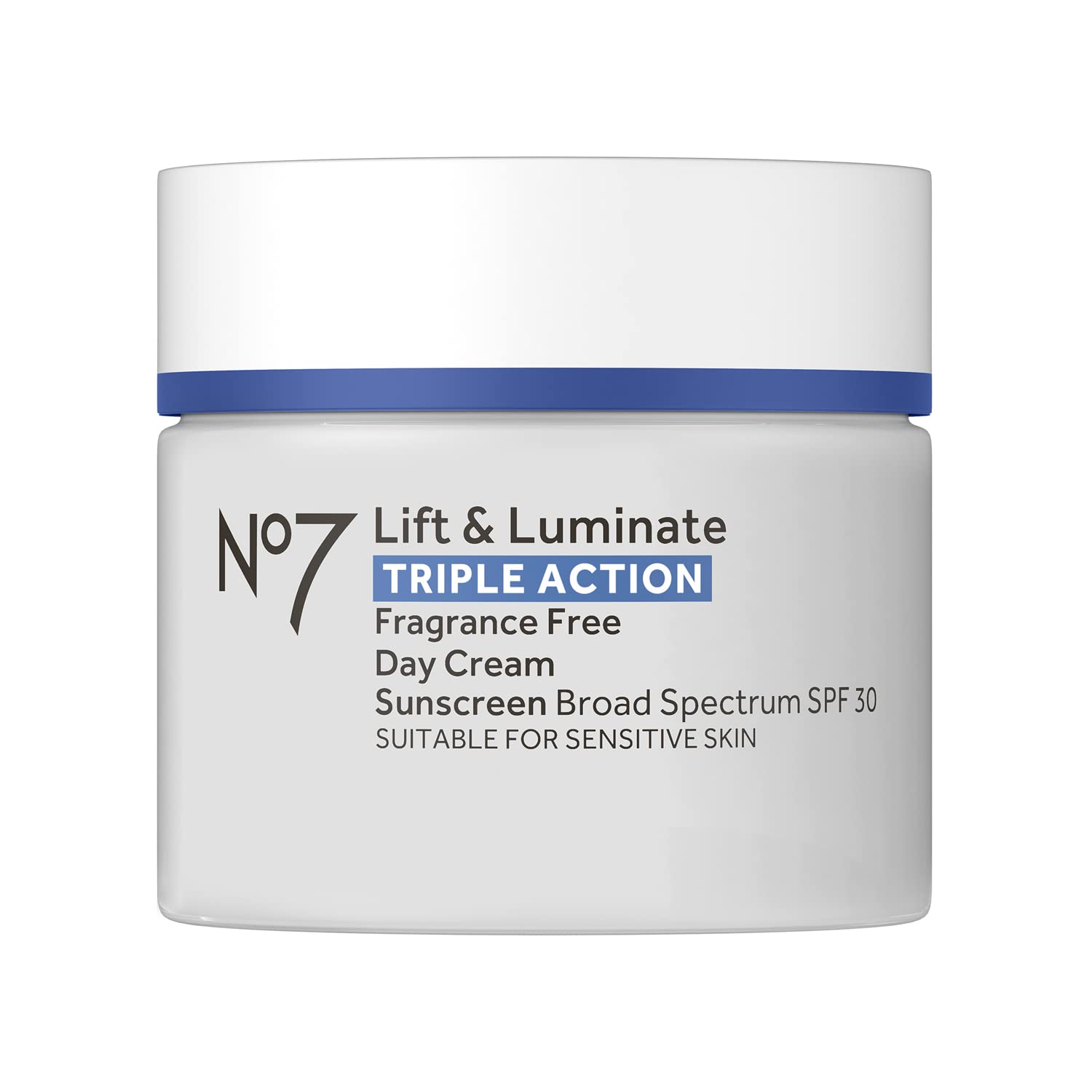 No7 Lift & Luminate Triple Action Face Cream - Fragrance Free Face Moisturizer with SPF 30 - Formulated with Anti Aging Collagen