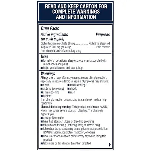 Advil PM Pain Reliever and Nighttime Sleep Aid, Pain Medicine with Ibuprofen for Pain Relief and Diphenhydramine Citrate for a Sleep Aid - 80 Coated Caplets AdvilBuy Supplements Australia