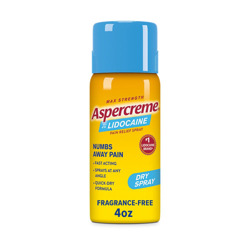 Aspercreme Lidocaine Dry Spray Soothes Aggravated Nerves, Numbing Topical Pain Relief Spray with Max-Strength 4% Lidocaine Sprays at Any Angle, 4 Oz. AspercremeBuy Supplements Australia