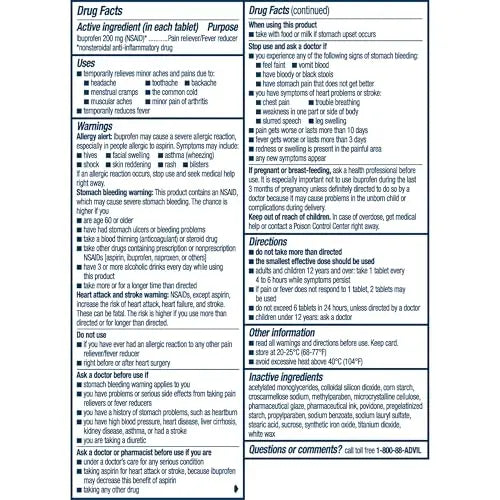 Advil PM Pain Reliever and Nighttime Sleep Aid, Ibuprofen for Pain Relief and Diphenhydramine Citrate for a Sleep Aid - 120 Coated Caplets and Pain Reliever and Fever Reducer, 10 Count Tablets AdvilBuy Supplements Australia