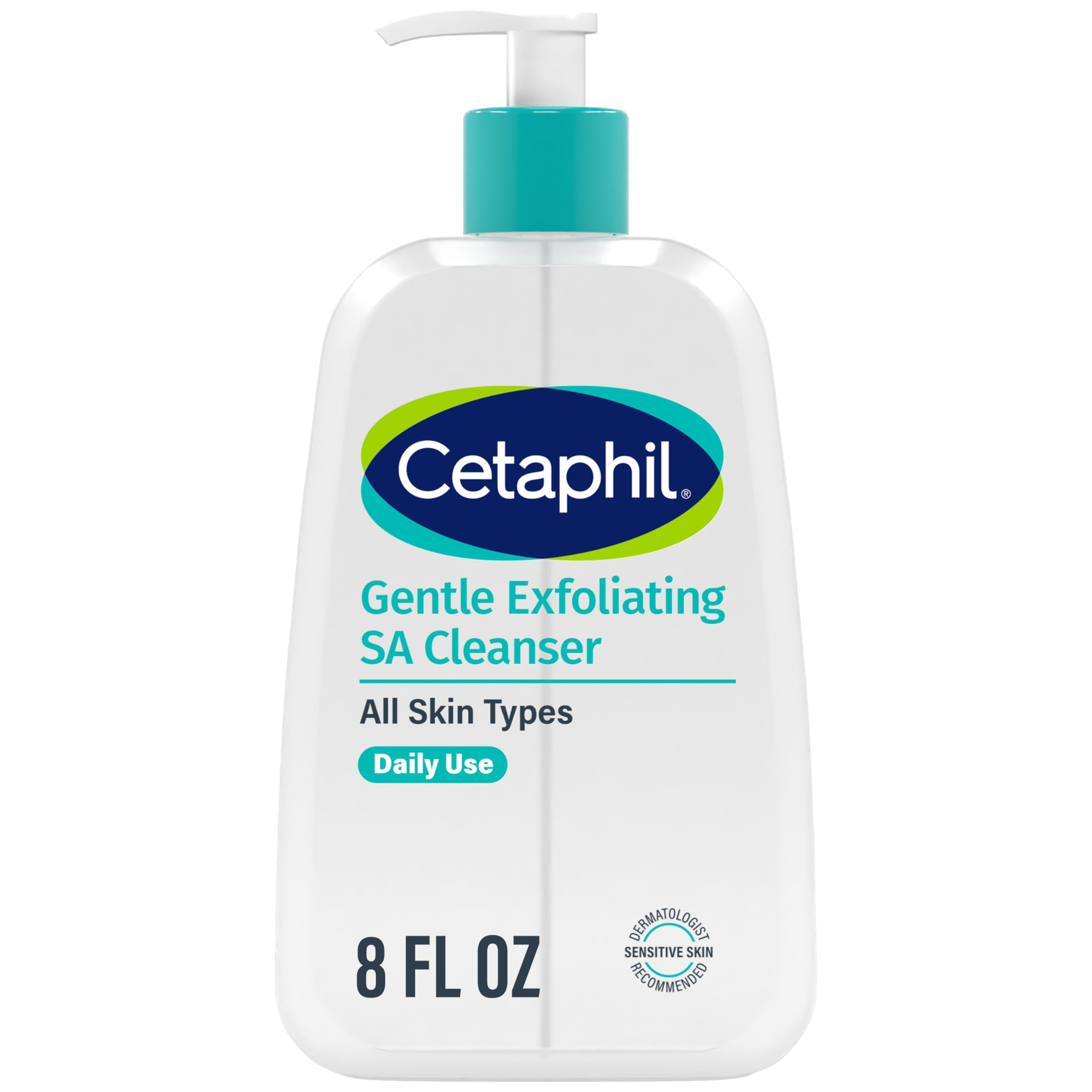 Cetaphil Gentle Exfoliating SA Cleanser, Foaming Gel Cleanser for All Skin Types, 8 Oz Pump