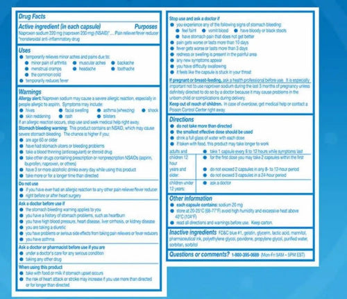 Aleve Liquid Gels Naproxen Sodium Capsules, 220 mg (NSAID) Pain Reliever/Fever Reducer AleveBuy Supplements Australia