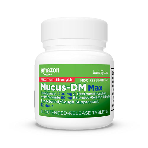 Amazon Basic Care Maximum Strength Mucus DM, Expectorant and Cough Suppressant, Chest Congestion Relief, 12 Hour, 14 Tablets Amazon Basic Care buy supplements Au