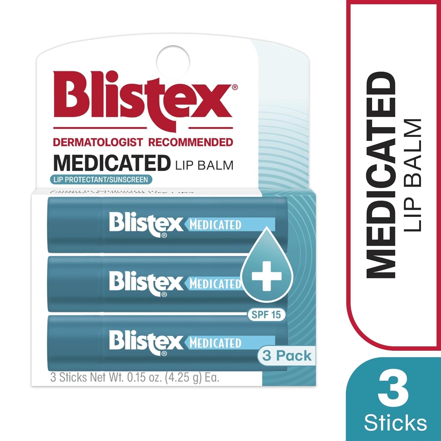 Blistex Medicated Lip Balm, 0.15 Ounce, 3 Count (Pack of 1) Prevent Dryness & Chapping