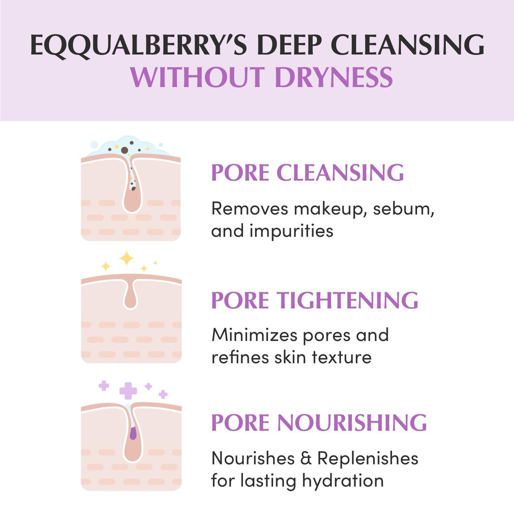 EQQUALBERRY Purple Rice Pore Smoothing Cleansing Oil – Deep Cleansing for Pores & Blackheads | Korean Oil Cleanser for Face & Makeup Remover