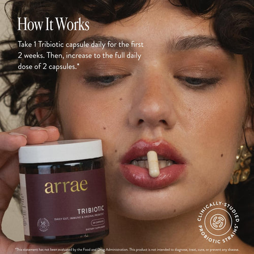 Arrae Tribiotic, Probiotics for Women, Support for Vaginal pH Balance, Gut, Immune, and Feminine Health, Prebiotics, Probiotics, Postbiotics, 60 Count Arrae buy supplements Au