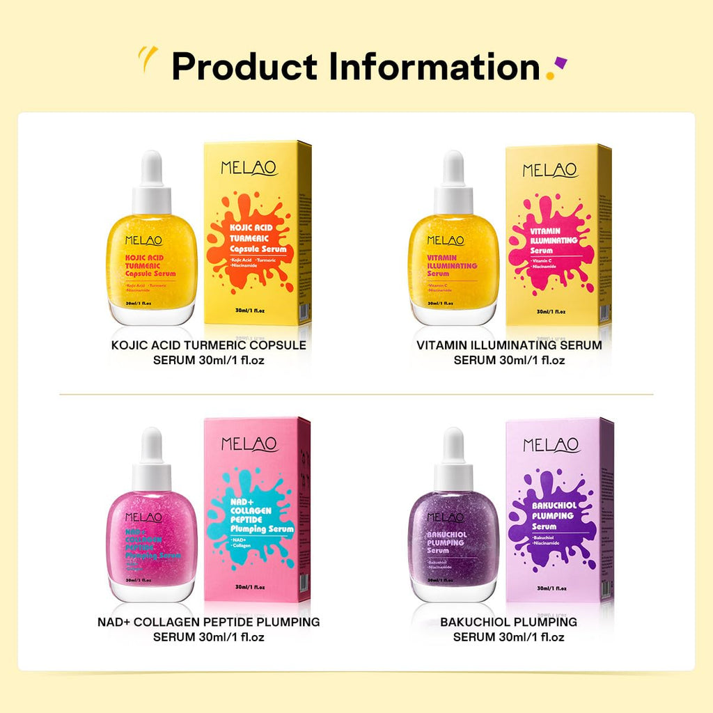 Face Serum with Niacinamide 4% | Vitamin C, Bakuchiol, NAD+ Collagen Peptide, Kojic Acid Turmeric Options | Korean Skincare for Brightening, Anti-Aging & Hydrating