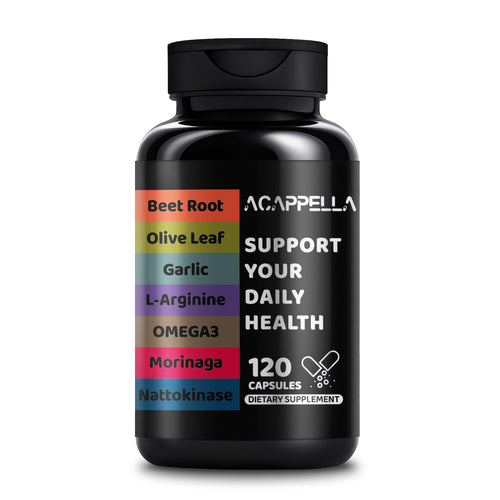 ACAPPELLA Moringa Capsules with Beet Root Capsule Olive Leaf Garlic L-Arginine Omega 3 Nattokinase Supplement - 120 Count ACAPPELLABuy Supplements Australia