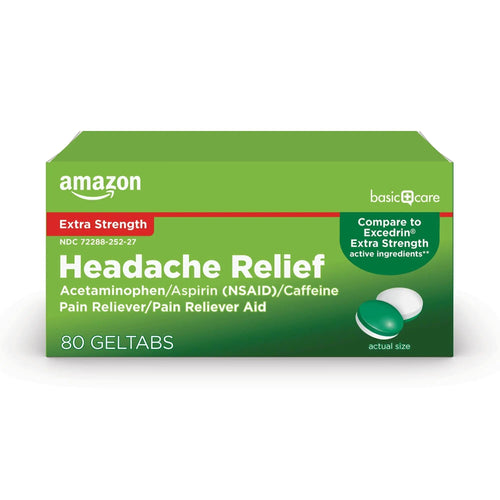 Amazon Basic Care Extra Strength Headache Relief Geltabs, Pain Reliever for Arthritis, Menstrual Pain and Cramps, 80 Count Amazon Basic CareBuy Supplements Australia
