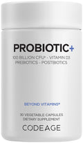 Codeage Probiotic+ 100 Billion CFU Supplement - 12-Strain Probiotic Blend, Organic Prebiotic Fiber, Postbiotics, Vitamin D3, Zinc Bisglycinate, Quercetin - for Men & Women - Non-GMO- 30 Capsules CodeageBuy Supplements Australia