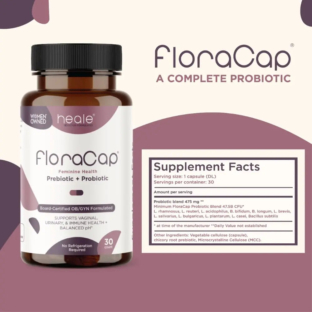 FloraCap Vaginal Probiotics for Women - 30 Oral Capsules - Heale Doctor Formulated Probiotics for Feminine Health, pH, Urinary Tract & Healthy Vaginal Flora - Reduce Odor, Itching, & Discomfort FloraCapBuy Supplements Australia