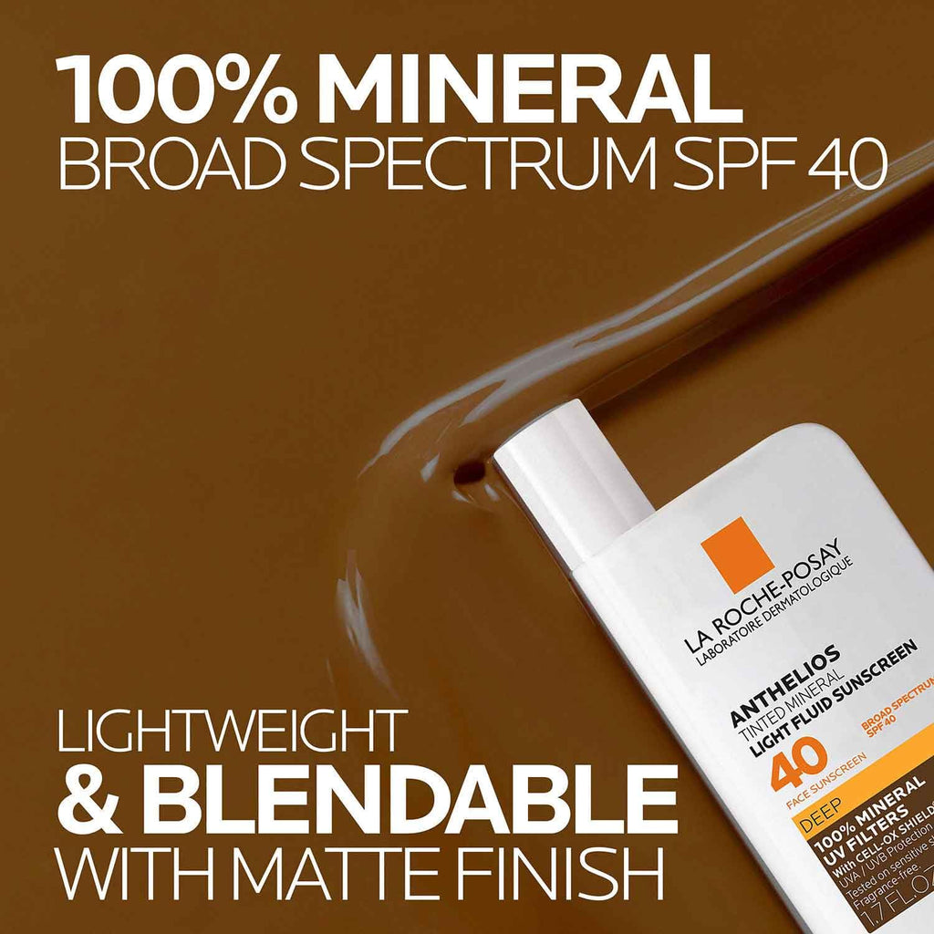 La Roche-Posay Anthelios Tinted Sunscreen SPF 40, Broad Spectrum SPF + Antioxidants, Titanium Dioxide & Zinc Oxide Sunscreen, 4 Flexible Shades With No White Cast