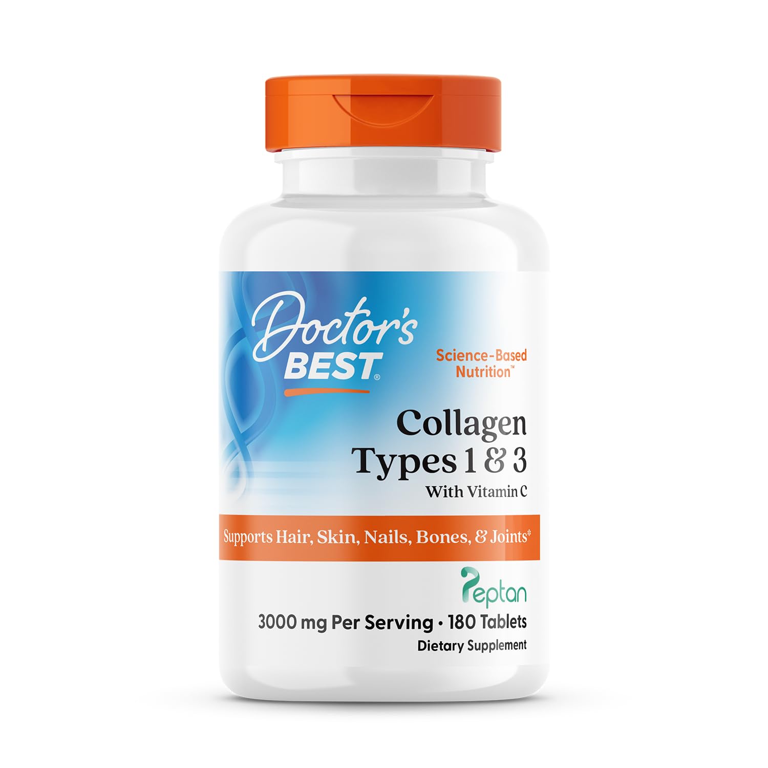 Doctor's Best Collagen Peptides Types 1 & 3 - Collagen Supplement for Women & Men, Supports Hair, Skin, Nails, & Joint Health, Includes 30 mg Vitamin C & 3 g Protein Per Serving, Non GMO - 180 Tablets Doctor's BEST buy supplements Au