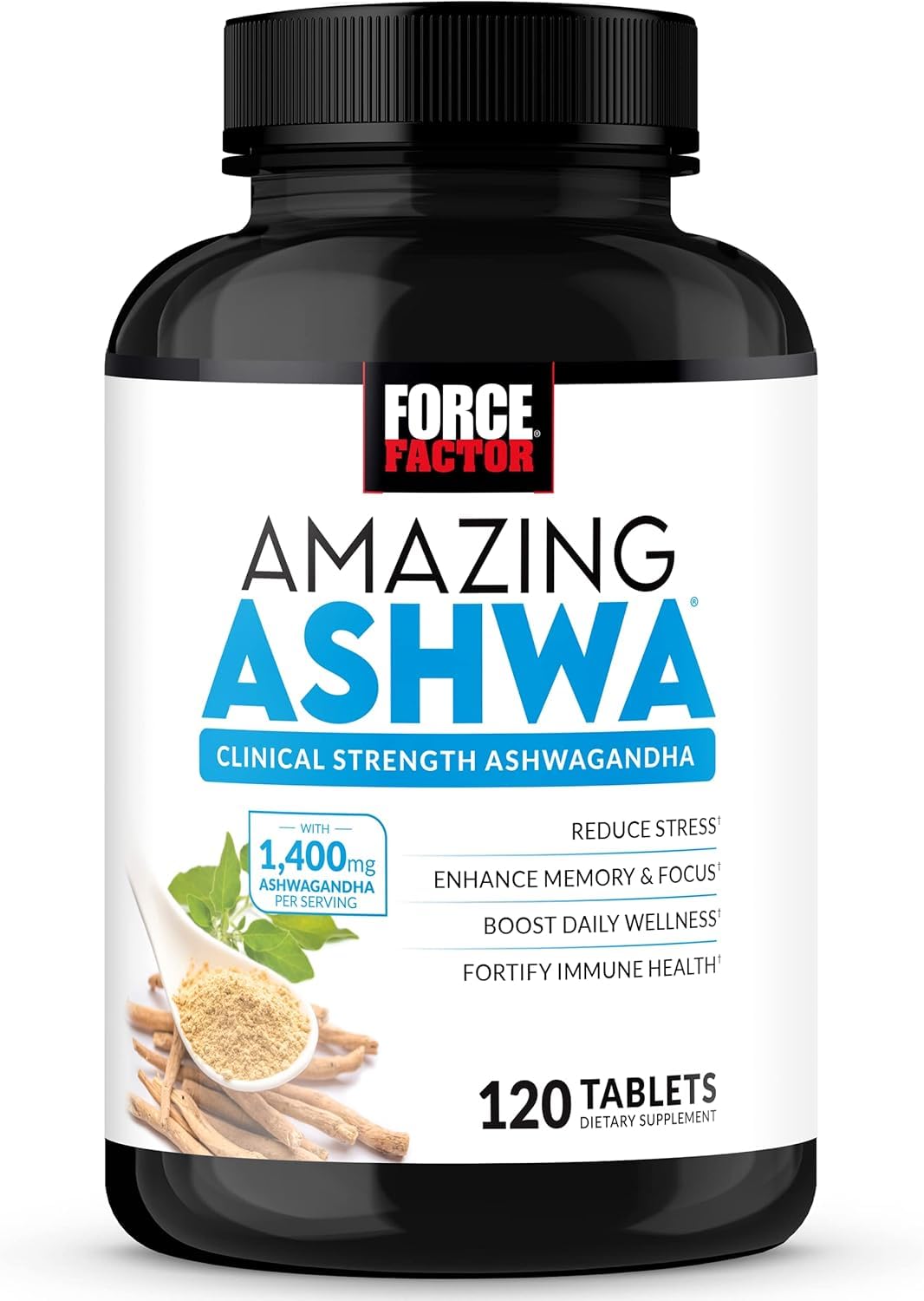 Force Factor Amazing Ashwa, KSM-66 Ashwagandha Supplement for Stress Relief, Focus, Memory, Immune Support, with Vitamins, Minerals & Antioxidants