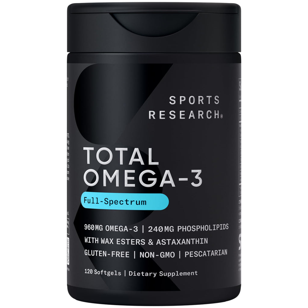Sports Research® Omega-3 Fish Oil Bundle - Total Omega-3 2200mg (Krill, Salmon & Pollock) + Triple Strength Fish Oil 1250mg - High EPA & DHA Supplement Sports Research buy supplements Au