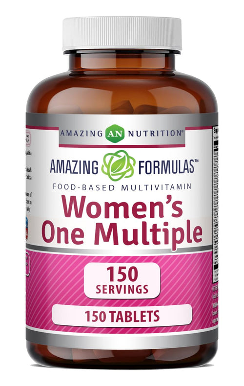 Multivitamin bottle labeled 'Women's One Multiple' by Amazing Formulas on a white background