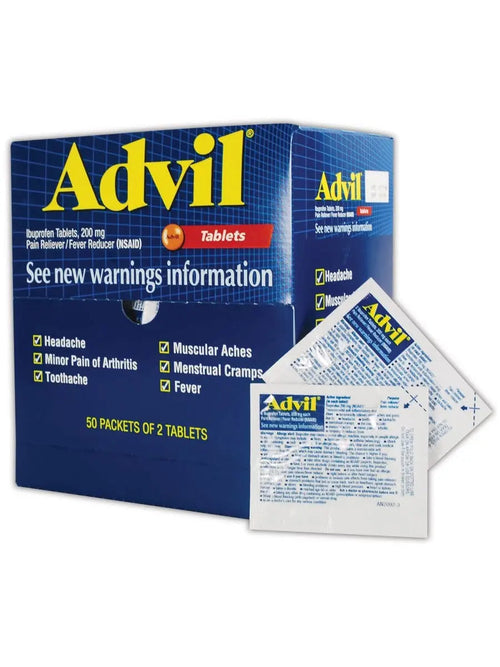 Advil WL0151-50 Ibuprofen Pain Relief Tablet, 200mg, Standard, Blue/Red (Pack of 50) AdvilBuy Supplements Australia