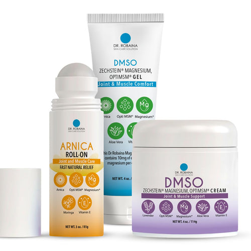 Arnica & DMSO Gel Recovery Bundle – 99.9% Pure Pharmaceutical Grade DMSO & Arnica Roll-On | Lavender Cream & Fast-Absorbing Gel | Hydrating & Non-Greasy | Made in USA Dr. RobainaBuy Supplements Australia