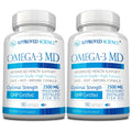 Omega-3 MD - EPA & DHA Supplement - 2500mg Omega 3 Fish Oil for Heart Health, Brain Support, Joint Comfort, & Overall Wellness - 2 Bottles - 6 Month Supply