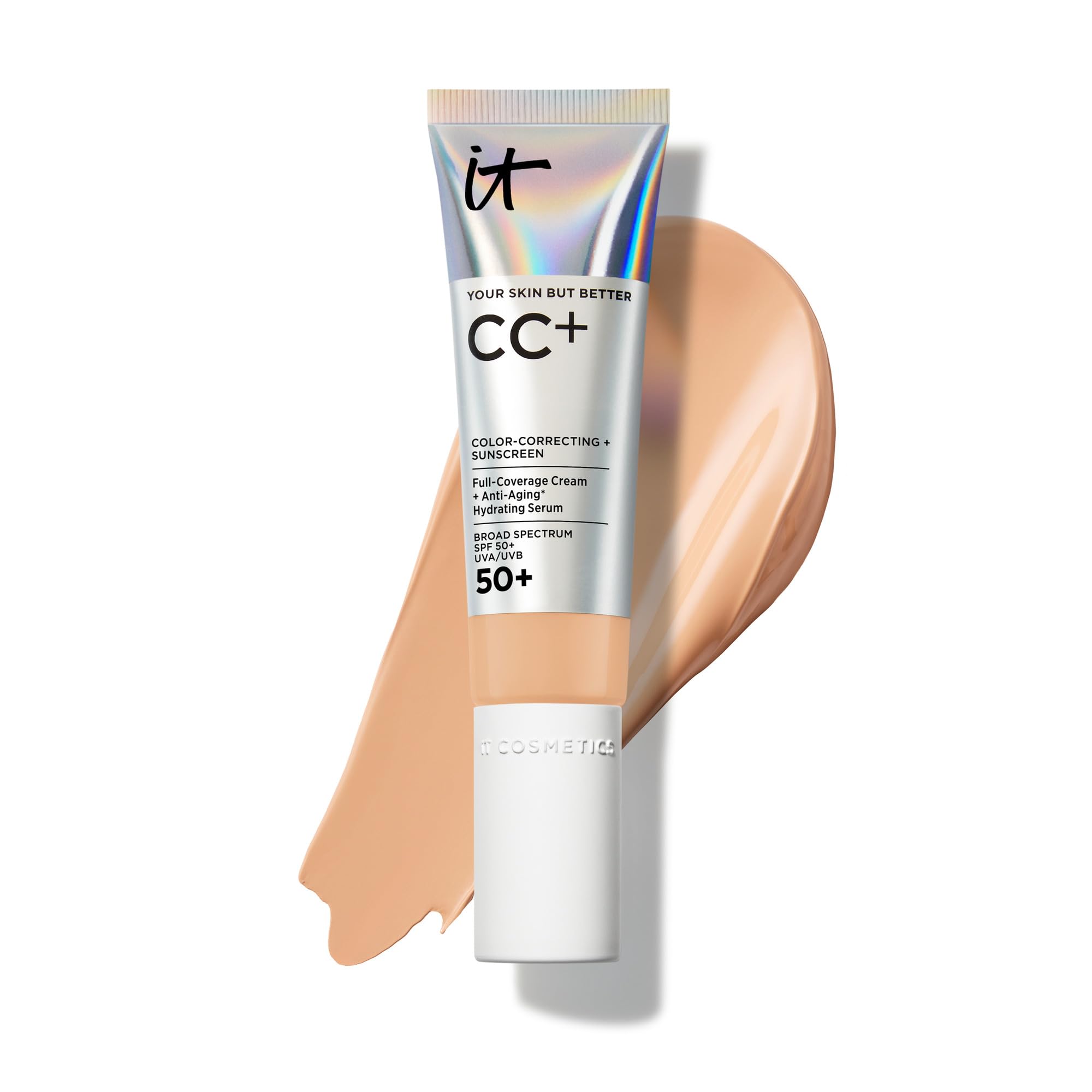 IT Cosmetics CC+ Cream (Medium) - Natural Full Coverage Foundation With SPF 50+, Color Corrector & Anti-Aging Hydrating Serum, Hyaluronic Acid + Peptides, Lightweight - 1.08 fl oz IT CosmeticsBuy Supplements Australia