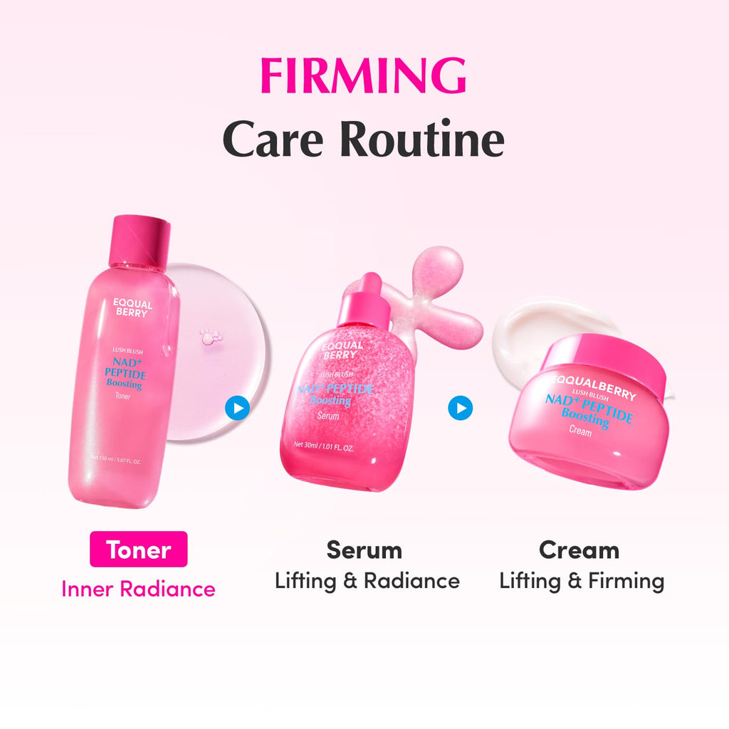 EQQUALBERRY NAD+ Peptide Boosting Toner – NAD+ 5% & 13 Peptides Anti-Aging Korean Skincare Hydrating Face Toner | Firming & Lifting Pink NAD