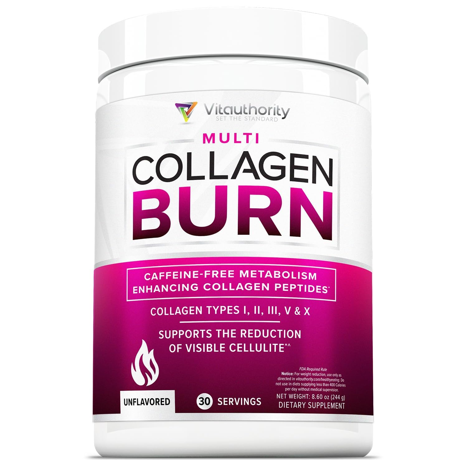 Hydrolyzed Collagen Powder for Weight Loss - Burn Ultimate Beauty Complex Multi Peptides Powder for Women with Types I II III V