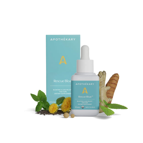 Apothékary Rescue Bloat, Fast-Acting Digestive Drops for Occasional Gas and Bloat Relief, Herbal Liquid Drops with Peppermint, Lemon Balm, Dandelion, Ginger, Turmeric, Made in USA, 1 fl oz 30 Servings ApothékaryBuy Supplements Australia