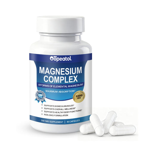 Opeatol Magnesium Complex supplement bottle with capsules on a white background